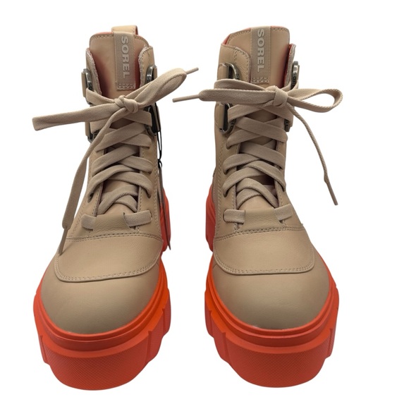 NWT Sorel Caribou Platform Beige and Orange Lace Up Boots - Size 7.5 - Picture 3 of 13